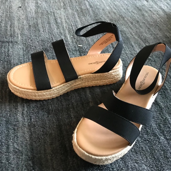 Nordstrom Black Espadrille Platform Sandals - Size 3M - Picture 2 of 8